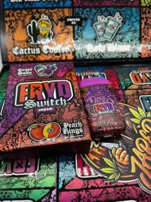 fryd peach rings + grape soda
